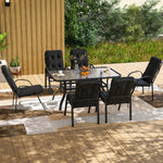 7-piece Dining Set, Rectangular Table & 6 Chairs, Black