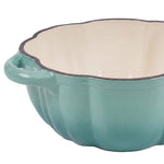 Enamelled Cast Iron Pumpkin Dutch Oven With Lid And Handles | Teal