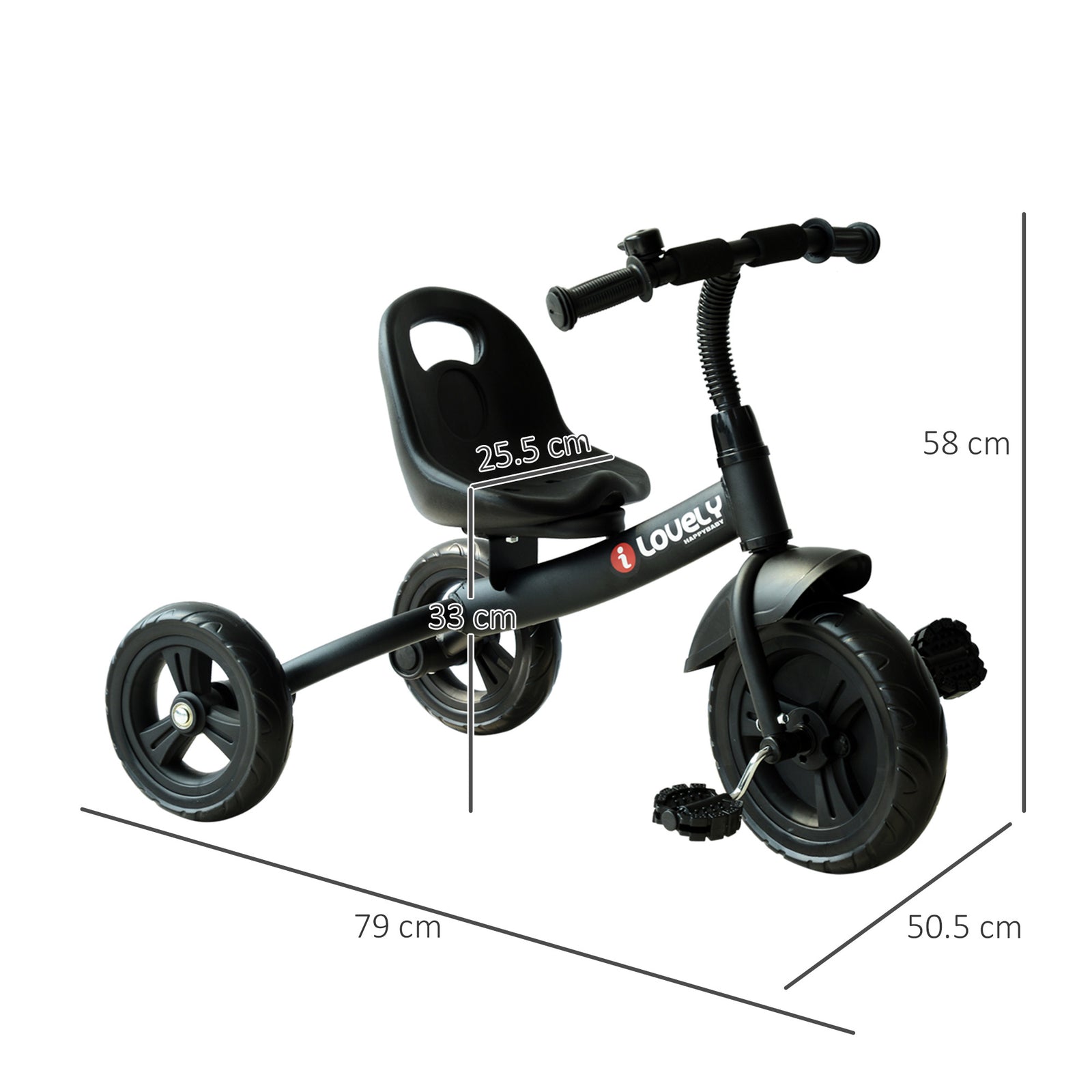 Baby Kids Children Toddler Tricycle Ride On Trike W/ 3 Wheels | Black