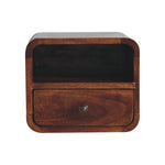 Solid Wood Extra Mini Wall Mounted Curved Chestnut Bedside With Open Slot