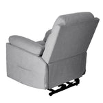 Ergonomic Chenille Single Sofa – Recline Up To 135°, Footrest, Side Pockets, Wood & Iron Frame | Grey