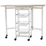 Drop Leaf Trolley With Baskets, 6 Wheels