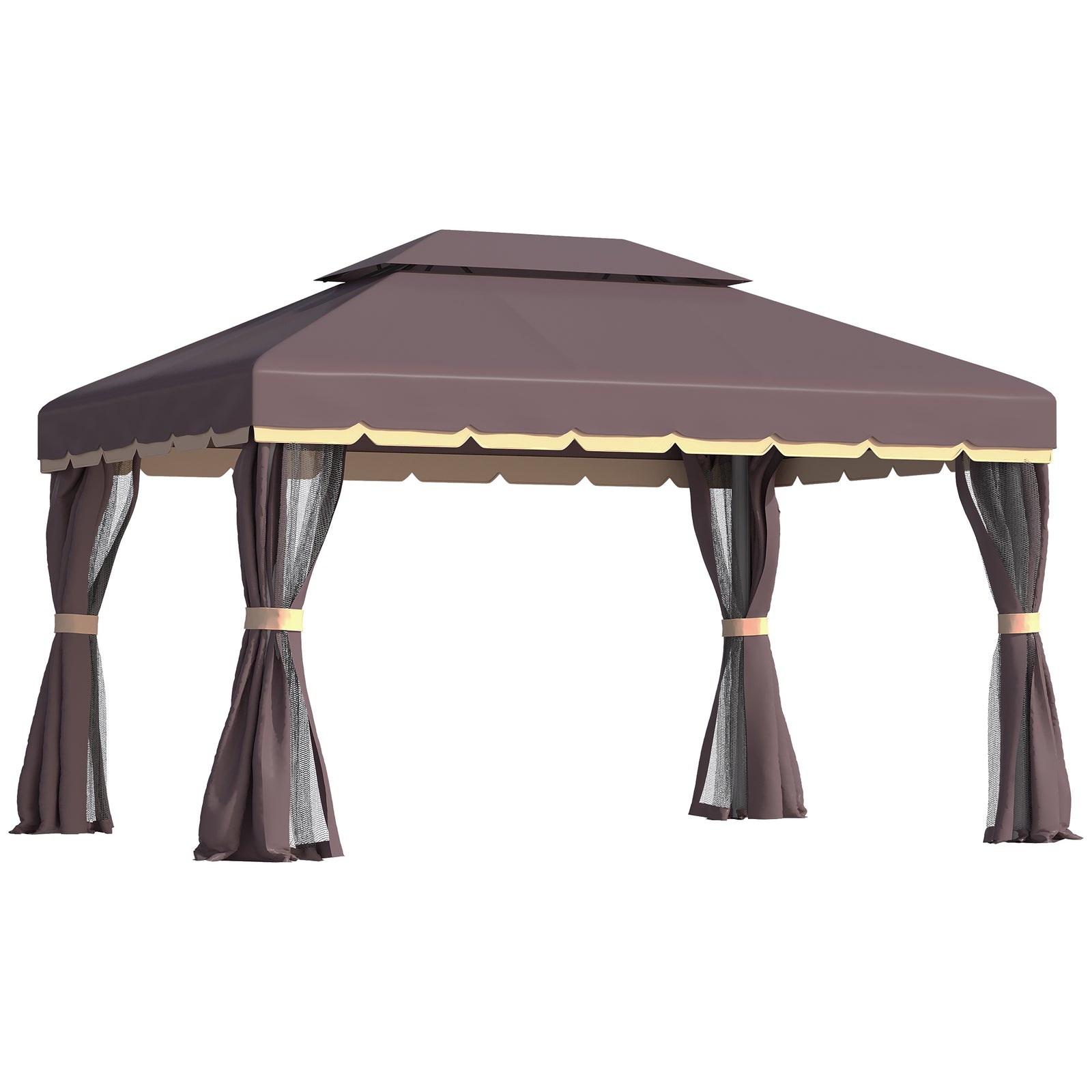 3 X 4m Aluminium Gazebo Marquee Canopy Pavilion Patio Garden | Coffee