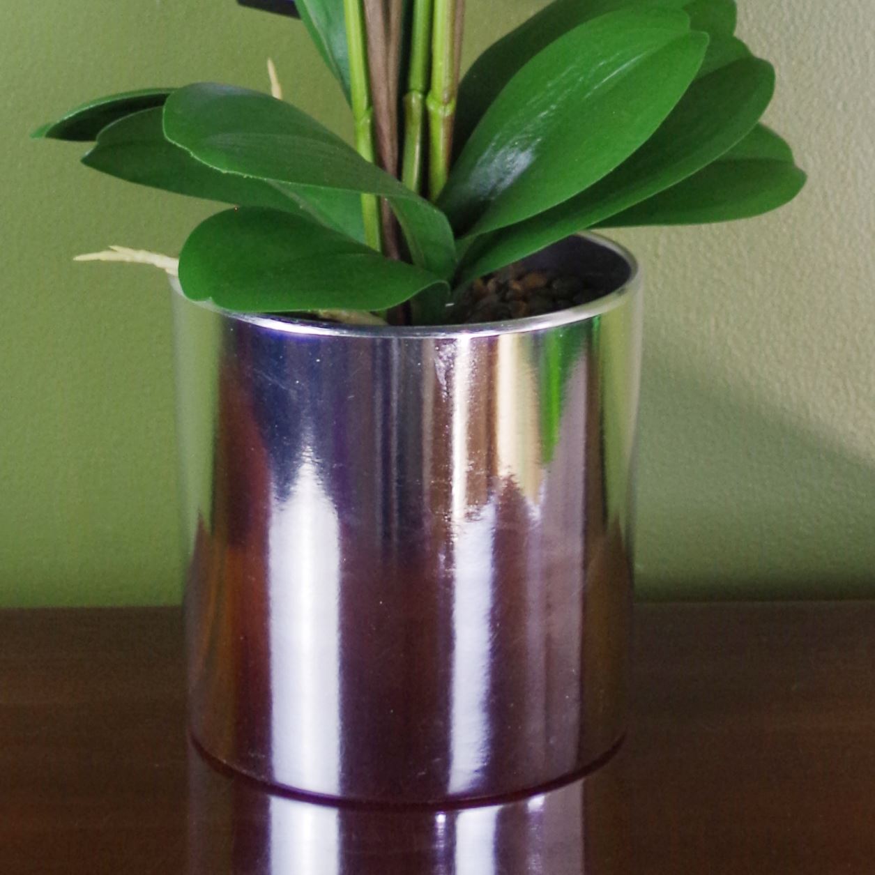 52cm Artificial Orchid Large Dark Pink And Silver