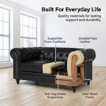Chesterfield Scroll Arm Faux Leather Sofa 2 Seater | Black