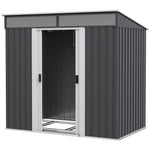 6.5x4ft Garden Shed W/ Foundation Lockable Metal Tool Shed | Grey