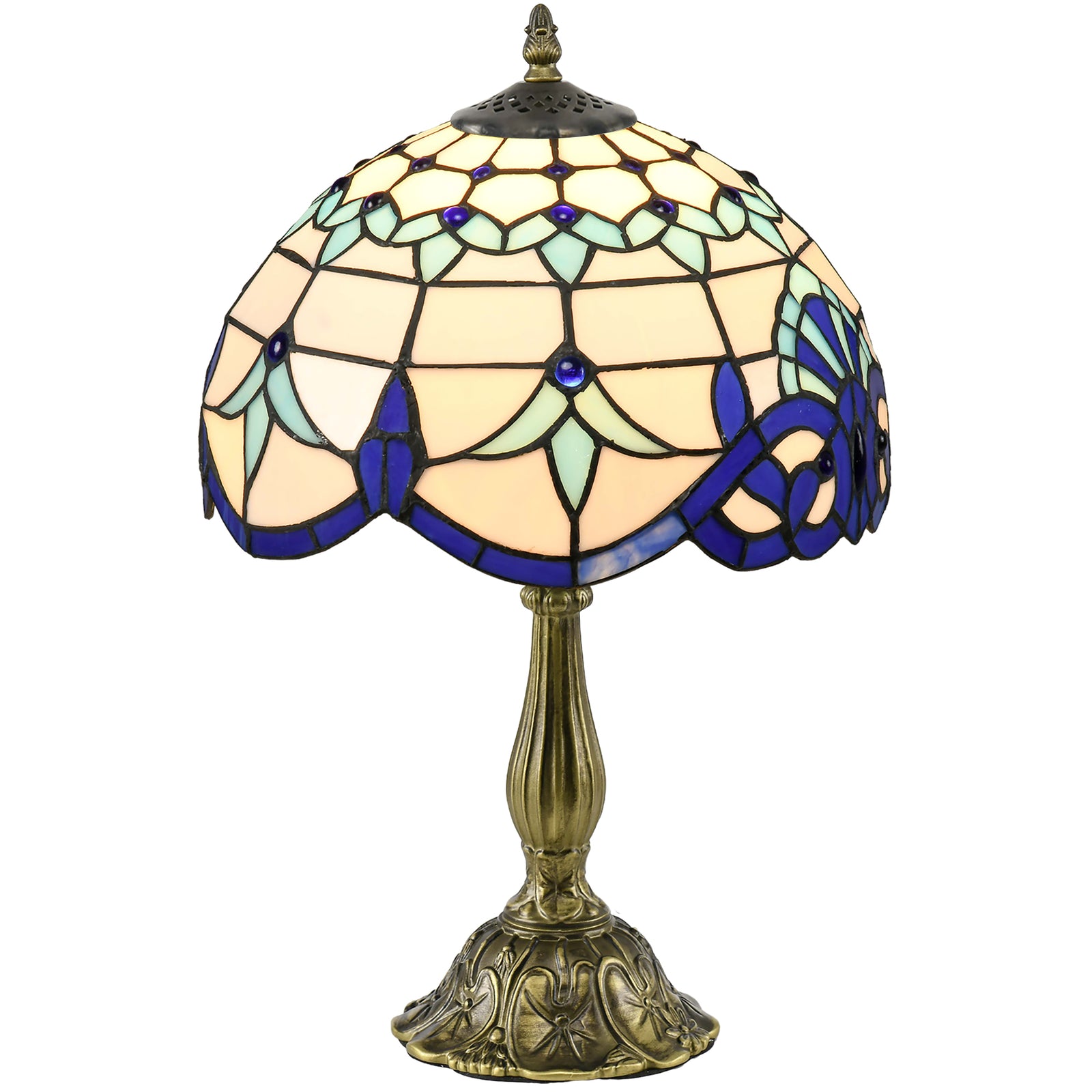 Stained Glass Table Lamp, Handmade Antique Bedside Lamp