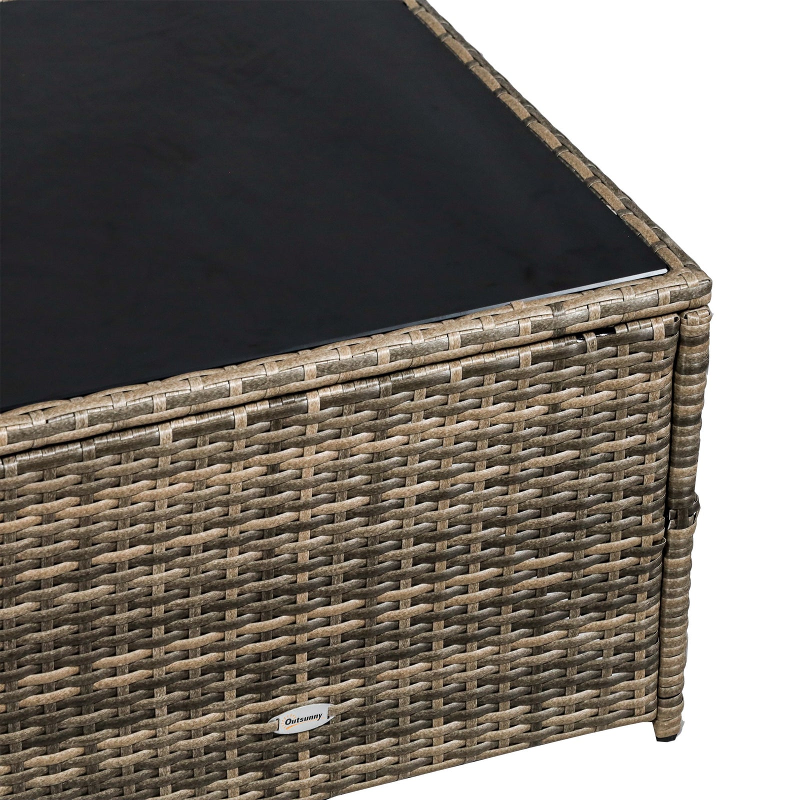 8pcs Patio Rattan Sofa Set Garden Furniture Side Table | Brown
