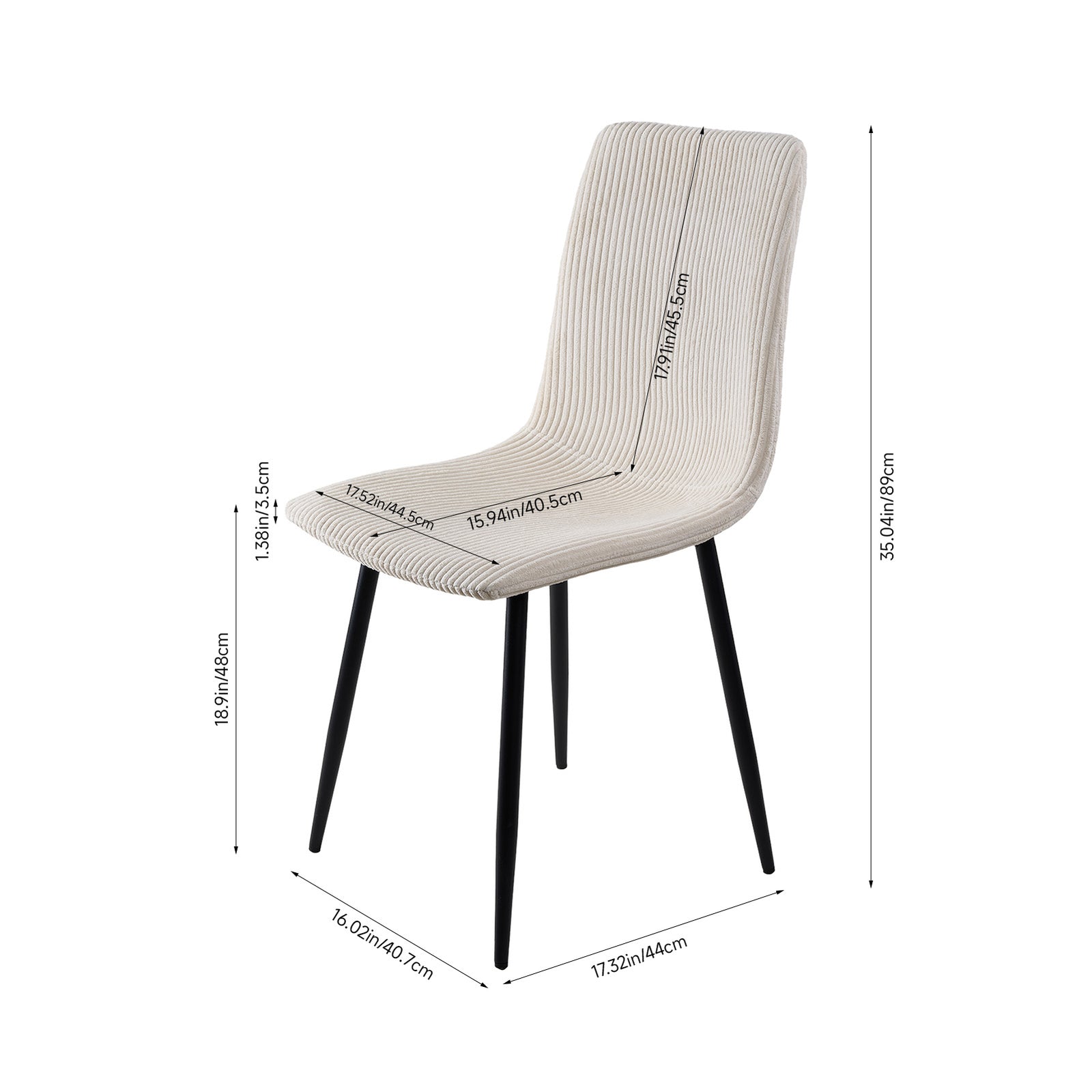 Corduroy Upholstered Dining Chairs | Set-of-2 | Beige