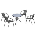 Set Of 5 Garden Coffee Table With Pe Rattan Chairs
