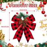 Premium 6-pack Christmas Bows Adorned With Pine Cones And Green Needles