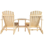 Wooden Double Adirondack Chair W/ Table & Umbrella Hole | Natura