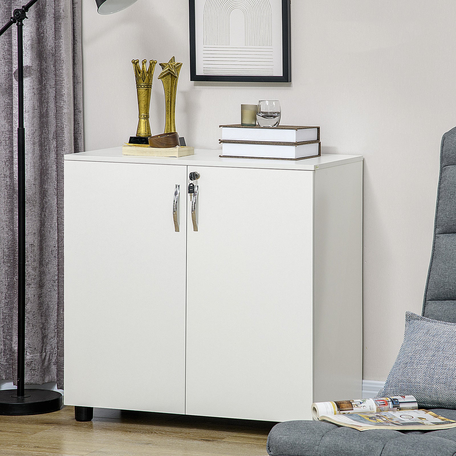 2 Tier Locking Office File Organisation With 2 Keys | One Size | White