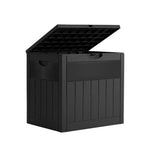 126l Waterproof Plastic Storage Box With Padlock – Lockable Wood-grain Outdoor & Indoor Container | Black