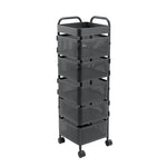 Multi-layer Storage Shelf Trolley 3/4/5 Tier Square Organizer Rack With Swivel Design For Kitchen | Large | Black