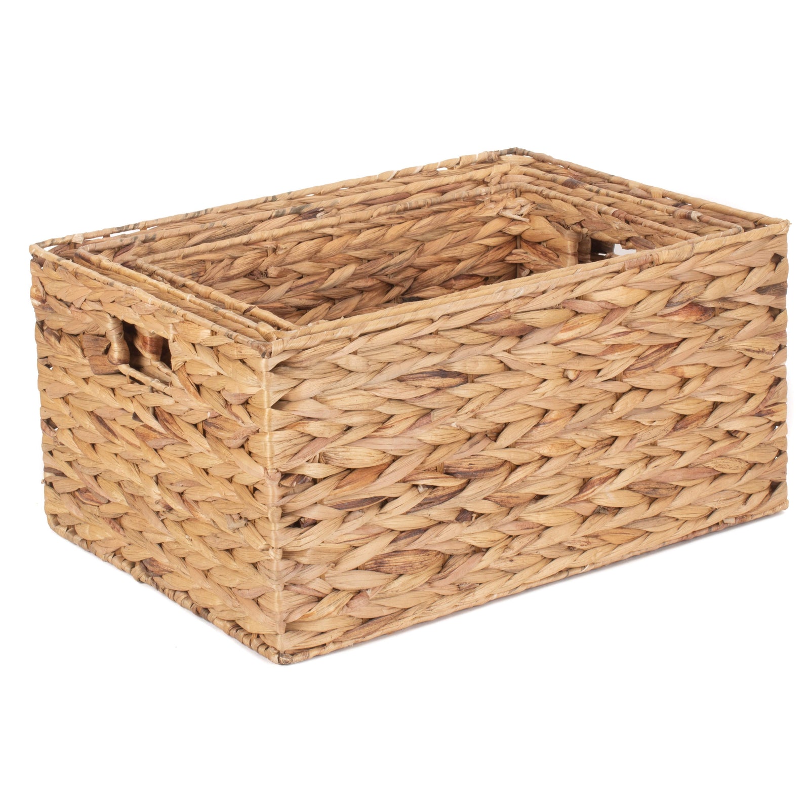 Water Hyacinth Rectangular Storage Basket | Set-of-3 | Brown