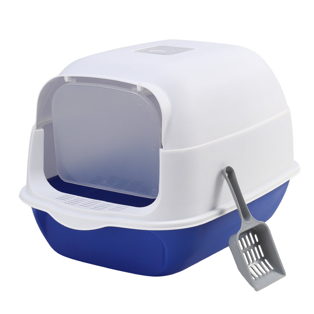 Detachable Cat Litter Box With Scoop Easy Clean Large Pet Toilet, Splash-proof, Odor Control, Portable Design | Blue
