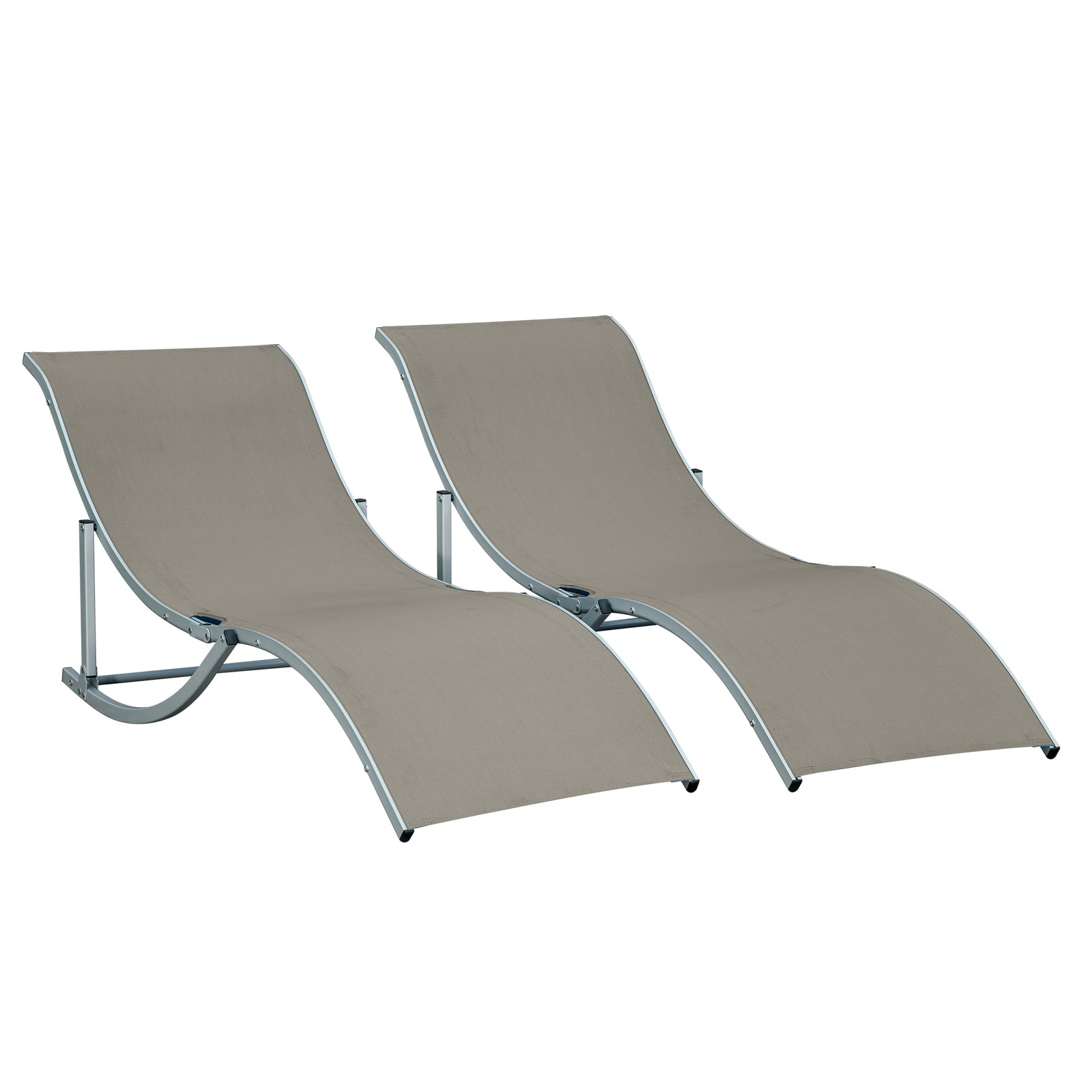 2pcs S-shaped Lounge Chair Foldable Sun Lounger