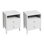 Bedside Tables With Charging Station & Drawers | Set of 2 | White