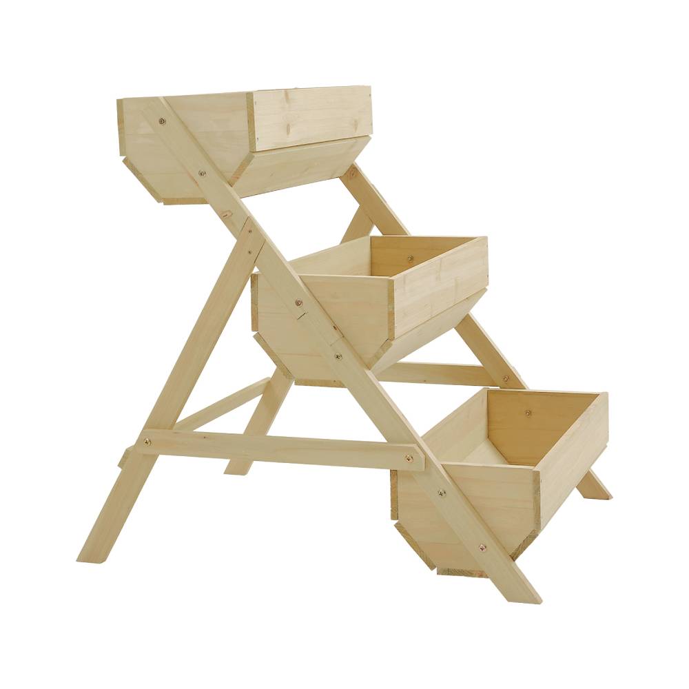 3-tier Wooden Planter Box With Drainage Holes | Natural