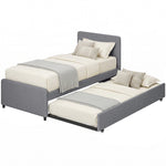 90 X 190 Cm Upholstered Single Bed, Pull Out Trundle Bed | Dark Grey
