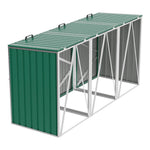 3 Bin Storage Shed – Heavy-duty Galvanized Steel Outdoor Bin Store With Lift-up Lids & Lockable Doors | Green