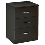 Modern 3 Drawers Side Table, Bedside Table With Wood Effect, Black