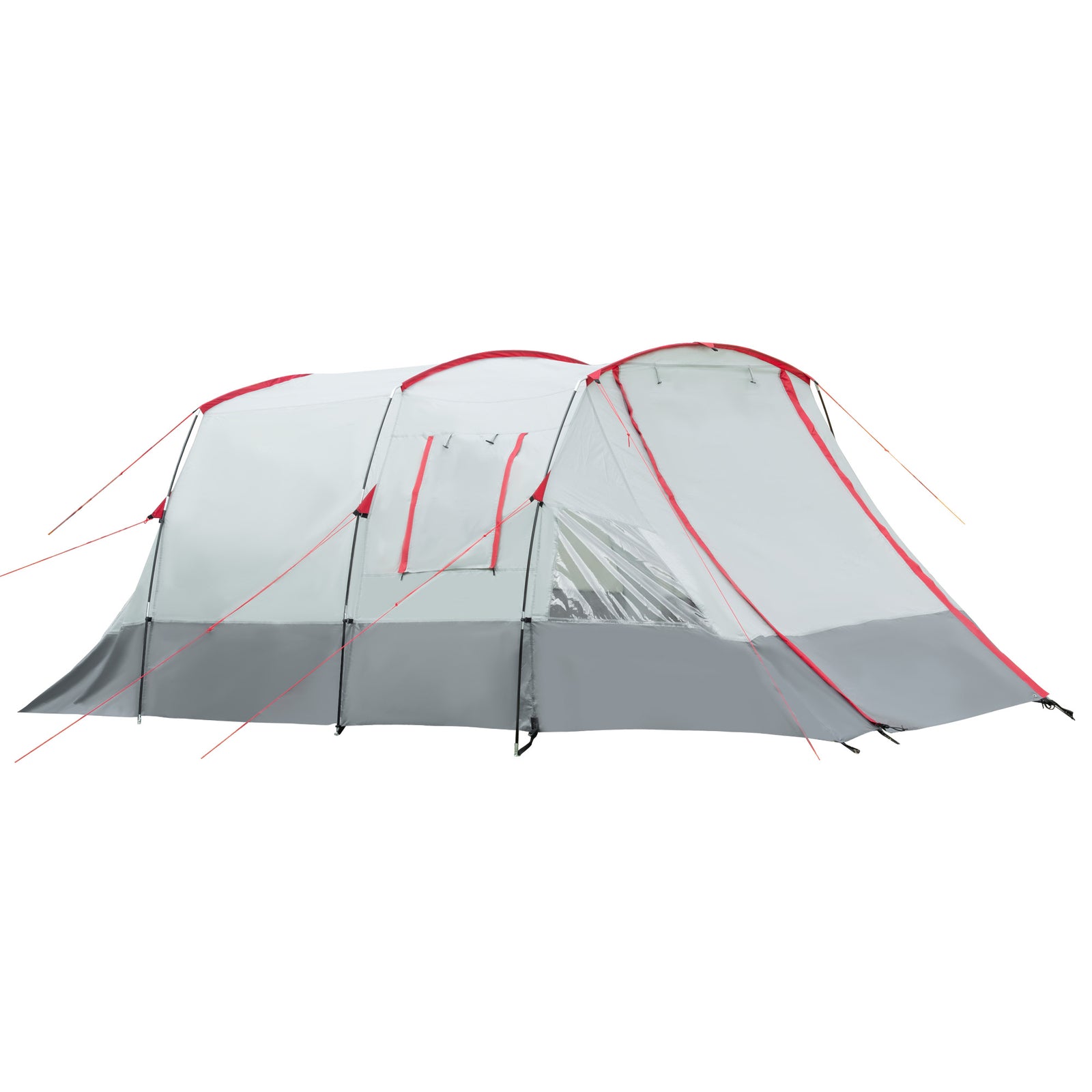 6-8 Person Tunnel Tent, Two-room Camping Tent With Carry Bag | Gray