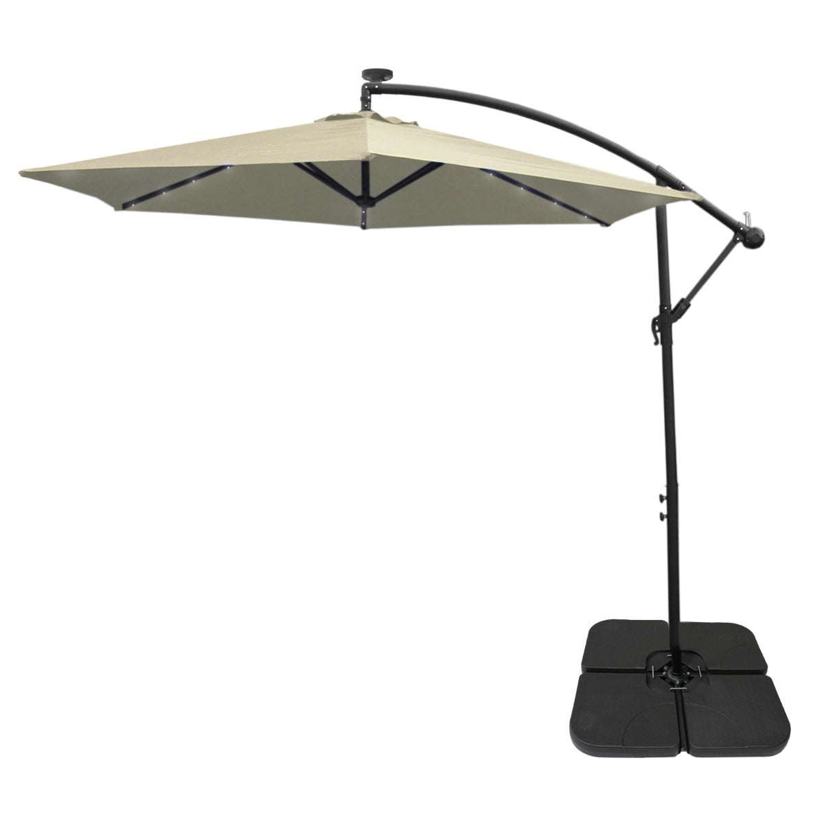 3m Led Cantilever Parasol With Plain Base | Cream