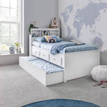 Veera Guest Bed With Drawers And Trundle With Memory Foam Mattresses | Single | White