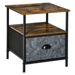 Industrial Nightstand, Drawer, Steel Frame