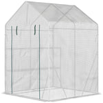 Greenhouse W/ 2 Tier Shelf & Roll-up Door - Clear | 143 x 143 x 195cm | Clear
