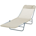 Sun Bed Chair Lounger W/ Adjustable Back | Beige