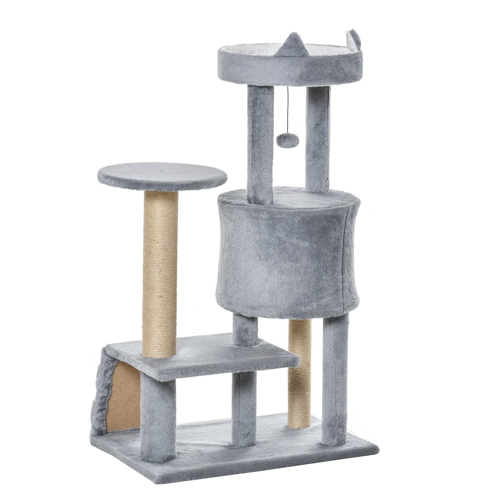 100cm Cat Tree With Climbing Ladder Scratching Post Ball, Light Grey
