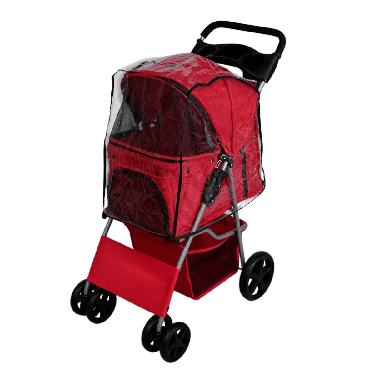Pet Stroller With Rain Cover | Red
