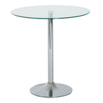 Metal Round Table, Tempered Glass Top, Bistro