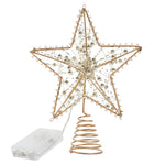 Modern Metal Pre-lit Star Christmas Tree Topper With Beads
