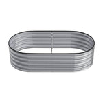 Garden Bed Oval-shaped Galvanized Steel Raised  Galvanized Planter Box Garden Planter With Metal | Small | Galvanized Silver
