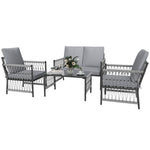 4 Piece Rattan Set, Wicker Conversation Set | Gray