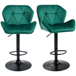 Set Of 2 Luxurious Velvet-touch Bar Stools | Green