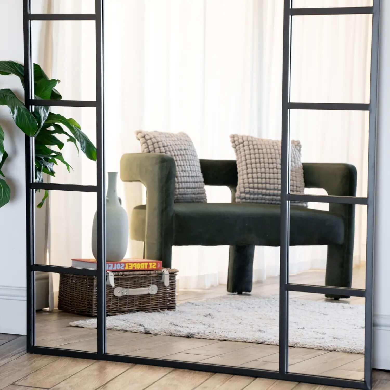 Mio - Metal Arched Window Mirror | 180cm x 105cm | Black