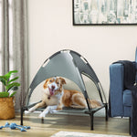 Pawhut 76cm Elevated Dog Bed Cooling Raised Pet Cot Uv Protection Canopy | Gray