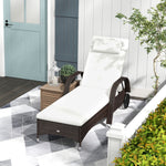 Adjustable Rattan Sun Lounger W/ Cushion | Brown