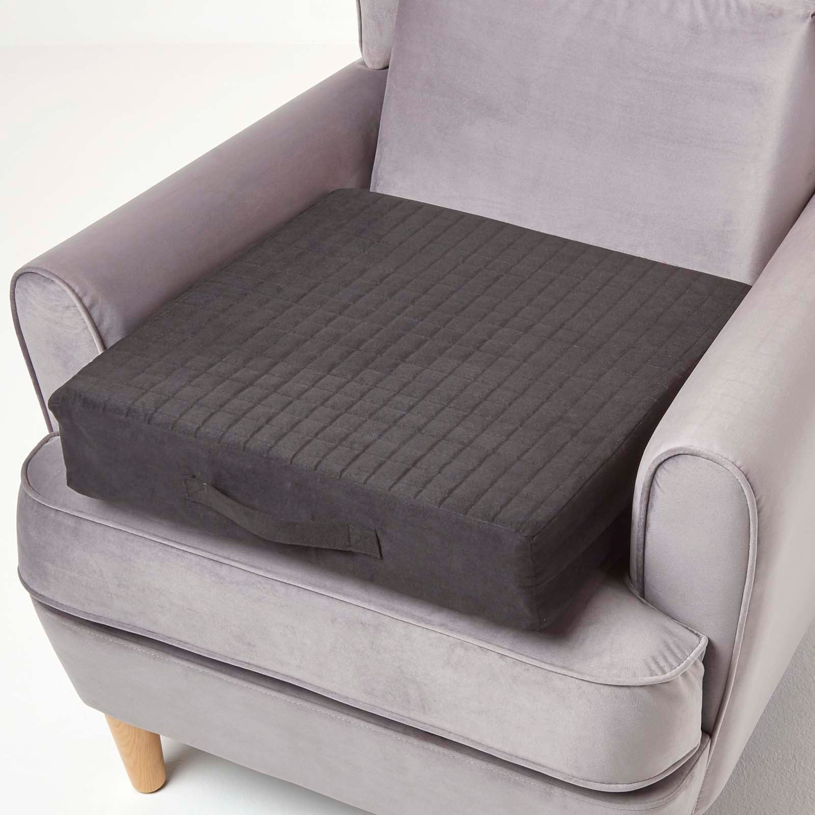 Faux Suede Orthopaedic Foam Armchair Booster Cushion | 50cm x 50cm | Black