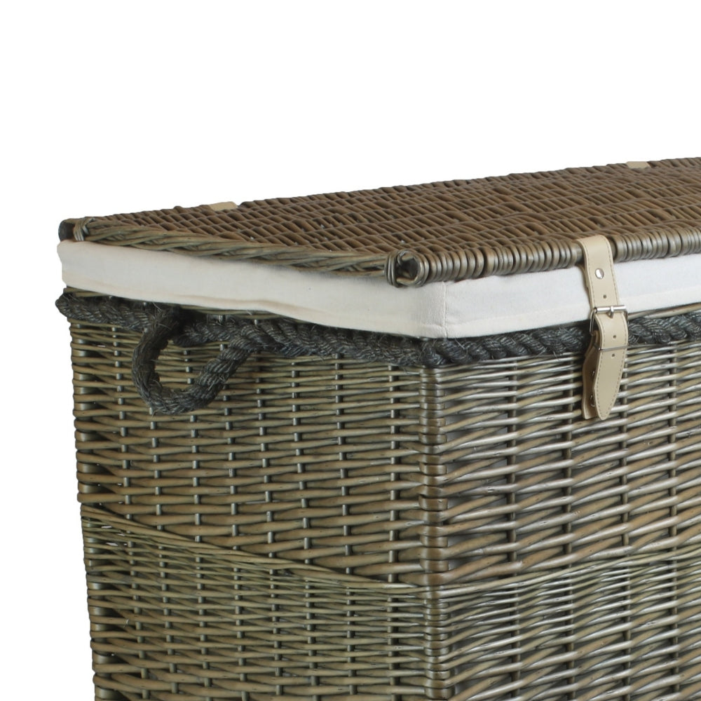 Wicker Large Antique Wash Storage Basket | White