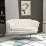 Modern 2 Seater Sofa With Petal Backrest And Steel Legs