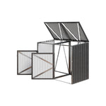 2 Bin Storage Shed – Heavy-duty Galvanized Steel Outdoor Bin Store With Lift-up Lids & Lockable Doors | Mixed Grey