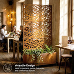 Metal Privacy Screen With Plant Pot - Leaf | Rust