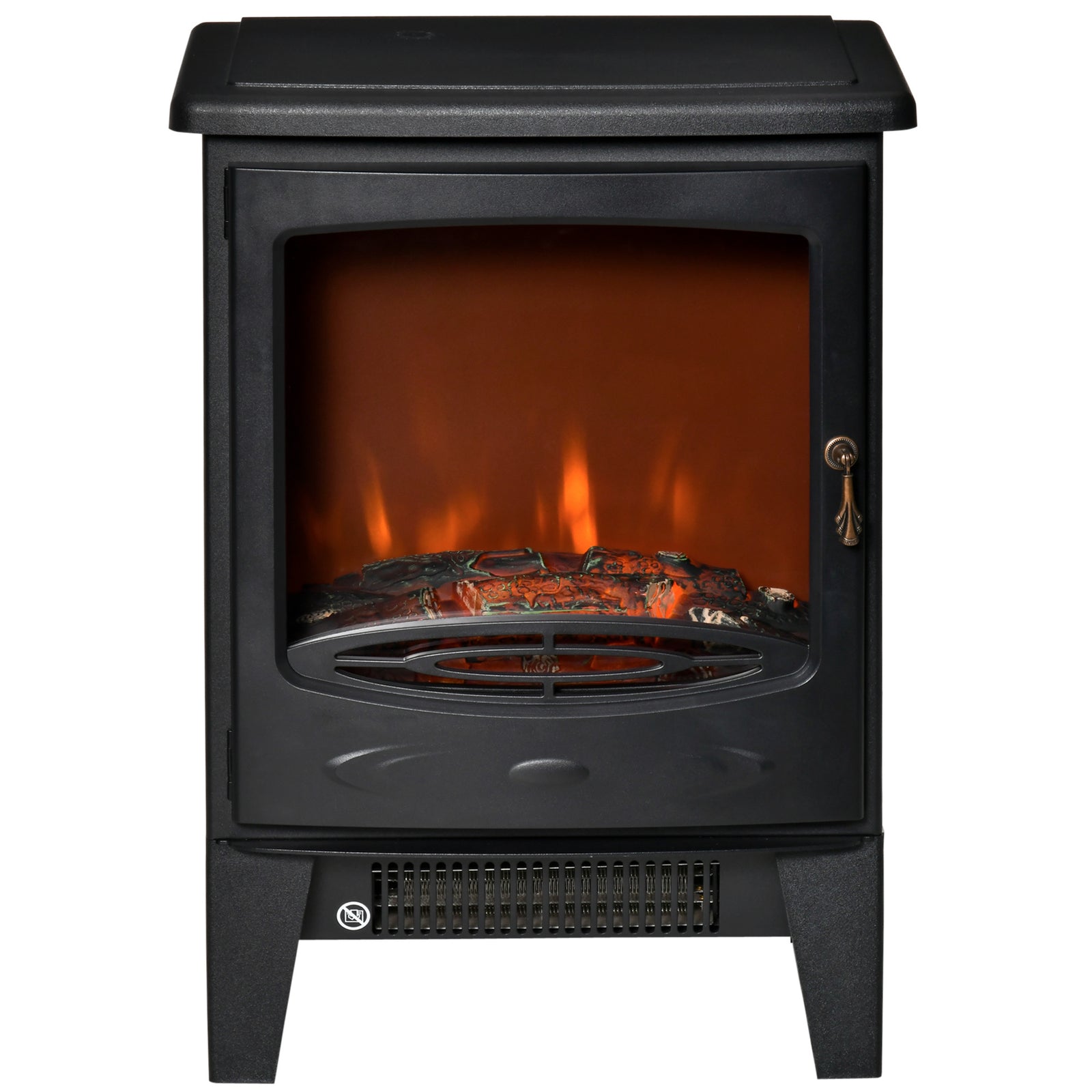 Freestanding Electric Fireplace Stove Heater With Led Flame | One Size | Black
