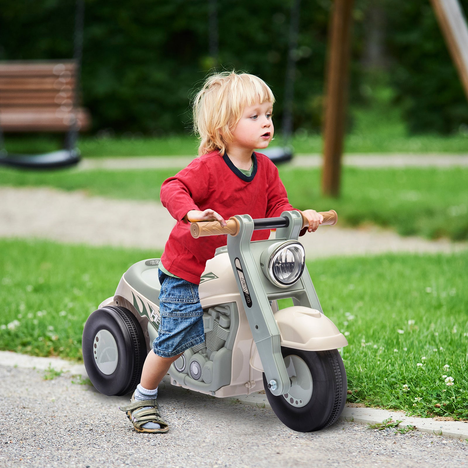 Ride On Car Foot To Floor Kids Car W/ Music, Bubble | Cream